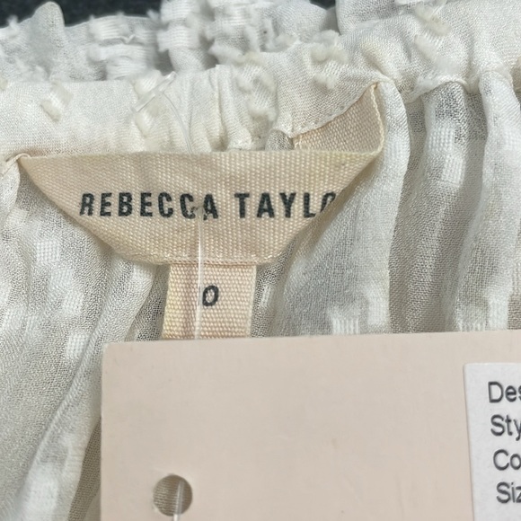 Rebecca Taylor off the shoulder long sleeve sheer ruffle bottom - Picture 7 of 8